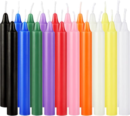 Mini Spell Chime Taper Candle Set of 20, 4 Inch Tall Unscented Rituals Candles for Altar Meditation Supplies Ritualstaper Candle (Multicolor, Set of 20)9