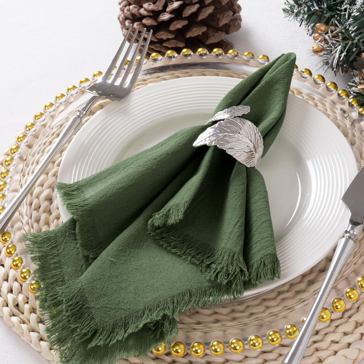 6-pack-olive-green-cotton-linen-napkins-with-fringe-green-cloth-napkins-set-of-6-boho-handmade-dinner-table-napkins-for-wedding-bridal-baby-shower-tea-party-17-x-17-inches