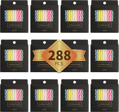 288-Count Multicolored Birthday Candles, Spiral Candles, Cupcake Candles, Party Celebration1