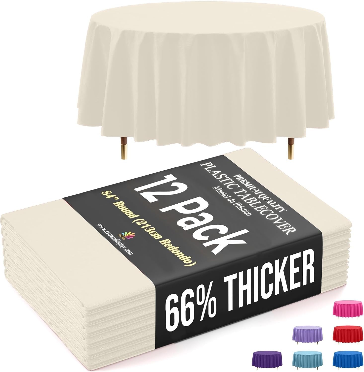 66-thicker-premium-ivory-round-tablecloth-0-5-mil-12-pack-plastic-table-cloth-disposable-84-inch-round-plastic-tablecloth-wont-tear-easily-like-cheap-thin-brands