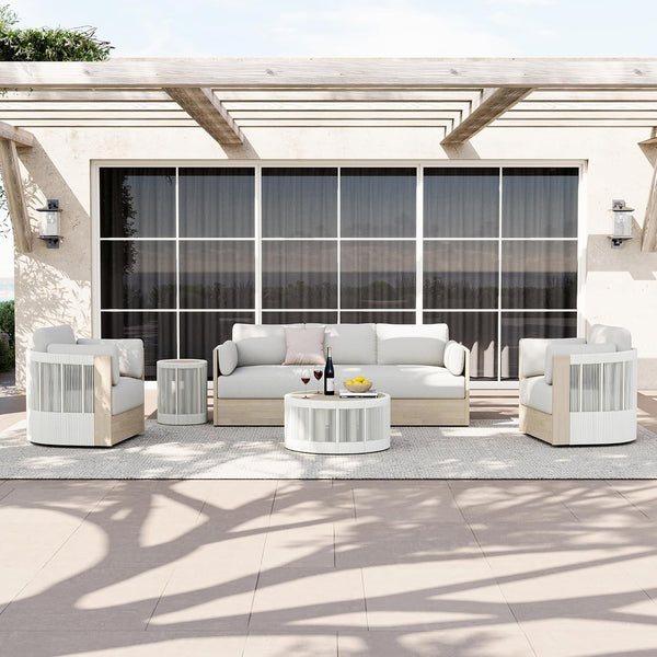 CHITA Outdoor Furniture Set 3 Piece, Patio Conversation Set, Acacia Wood3