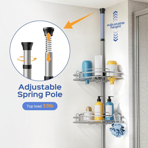 Shower Caddy Tension Pole: 4 Tier Corner Bathroom Organizer4