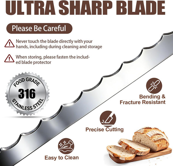 Adjustable Bread Slicer for Perfect Slices - Bread Knife for Homemade Bread with Thickness Guide - Premium Sharp Stainless Serrated Blade for Sourdough Baguettes Bagels Loaves3