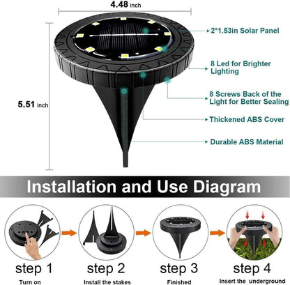 Solar Powered Ground Lights 12 Pack,Waterproof LED Solar Lights Outdoor Solar Disk Lights Decorative,Solar Garden Lights for Landscape Pathway Patio Yard Walkway Path Lawn Driveway Lighting Warm White4