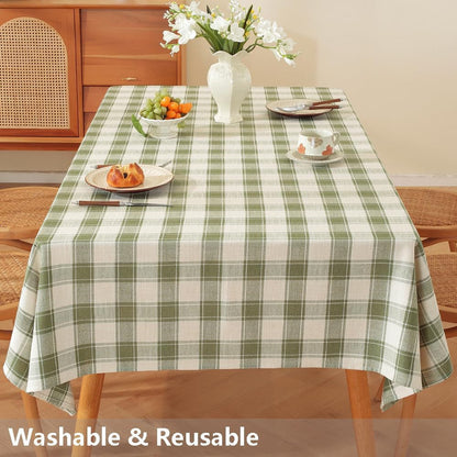 Cotton Square Tablecloth Green Checkered Tablecloths Spring Outdoor Table Cloth for Card Table Tablecloth (Green,70"X 70",Square)5