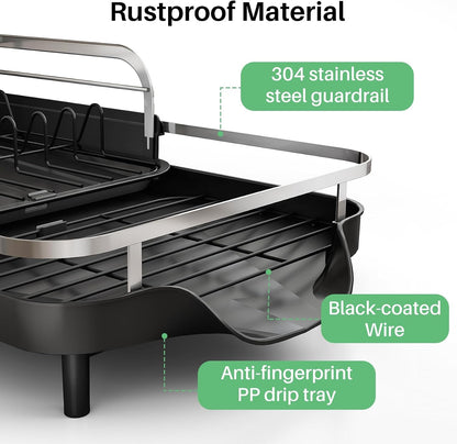 Expandable Dish Drying Rack for Small Kitchen Counter, Black6