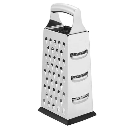 Rectangular 4-Sided Box Cheese Grater and Shredder, Stainless Steel, Handheld, for Vegetables, Zester, Non-Slip Base, Dishwasher-Safe, 9 Inch, Black1