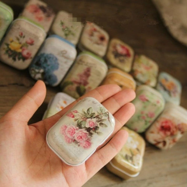 8Pcs Mini Flower Tin Trinket Jewelry Organizer Storage Box Decorative Boxes Small Metal Tins with Hinged Lids Portable Box Containers Small Storage Kit,Mothers Day Gifts for Wife3