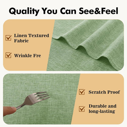 round Table Cloth Faux Linen Farmhouse Tablecloth Wrinkle and Stain Resistant Decorative Fabric Table Cover for Kitchen, Dining Room, Parties and Camping, Sage Green, 108 Inch Round3