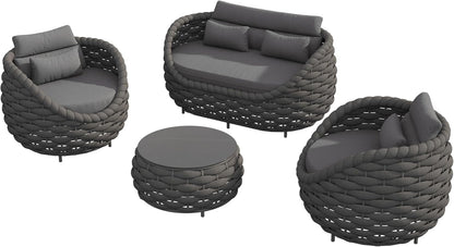 4Pcs Patio Conversation Set, Outdoor Sofa with Loveseat & Table7