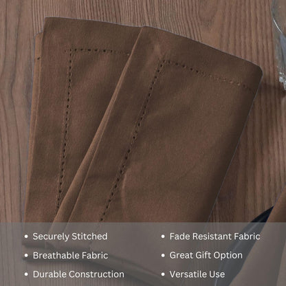100% Cotton Solid Cloth Dinner Napkins - 18X18 Inch with Hemstitch & Mitered Corners - Soft, Reusable & Washable for Everyday Use & Special Occasions Christmas - Set of 6 Chocolate Brown7
