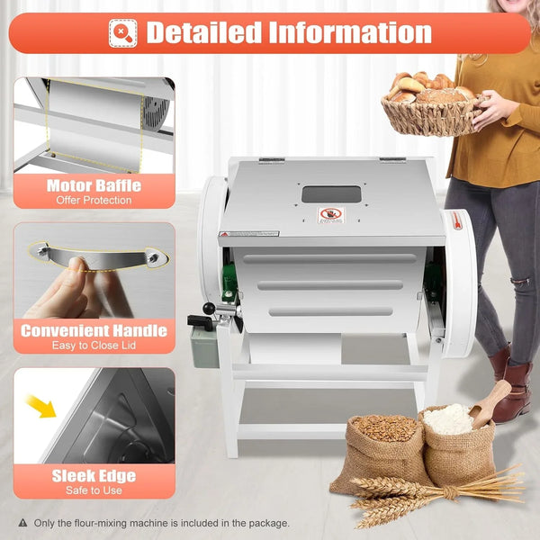 Flour-Mixing Machine,30Qt Commercial Dough Mixer Flour Mixing Machine,1500W Heavy Duty Flour Mixer Kneading Machine with 16.73" X 13.18" X 13.77" Bowl for School Bakery Restaurant6