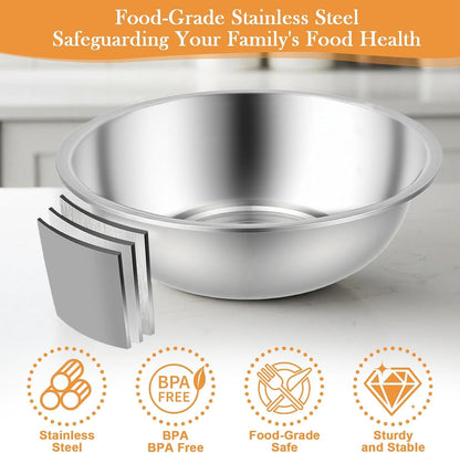 Stainless Steel Mixing Bowls,6Pcs Large Mixing Bowl with Non-Slip Mat for Baking & Meal Preppers,13 Inch 8QT Metal Mixing Bowls for Home and Commercial4