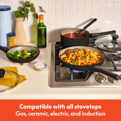 21 Piece Kitchen Set with Evergood™ Ceramic Nonstick Coating​, Dishwasher & Oven Safe, All Stovetops Compatible, Tempered Glass Lids & Cool Touch Handles, Black8