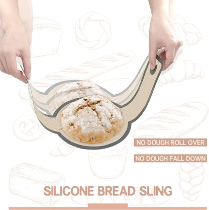 Silicone Bread Sling, Nonstick & Easy to Clean, 2 PCS | Oval and Round, Gray, Reusable, Baking Mats, Sourdough Supplies & Tools4