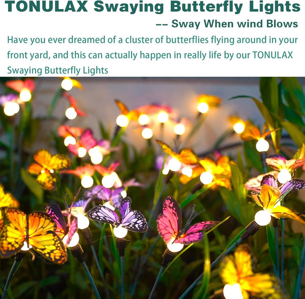 Solar Garden Lights - 2 Pack Swaying Butterfly Light, Swaying in the Wind, Solar Outdoor Lights, Yard Patio Pathway Decoration, High Flexibility Iron Wire & Realistic Butterflies5