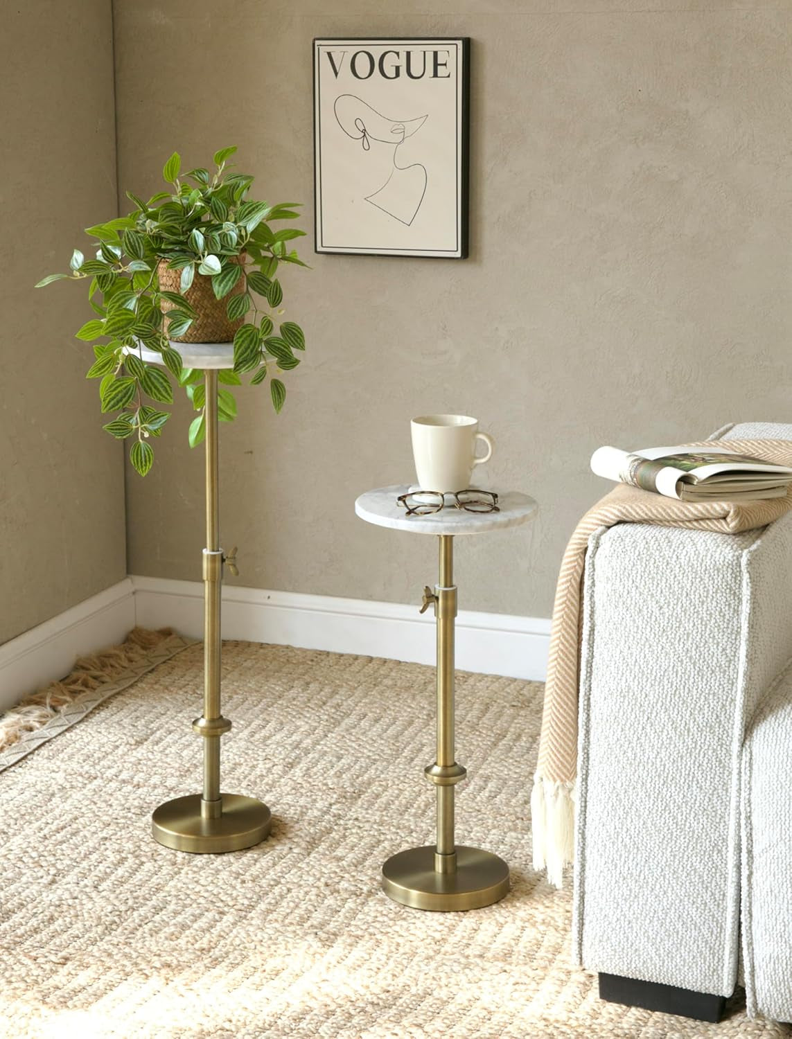 adjustable-10-white-marble-drink-table-with-2-coasters-antique-brass-adjustable-10-round-martini-end-table-pedestal-side-table-white-marble-and-antique-brass-finish