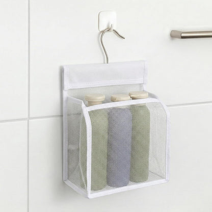 Mesh Shower Caddy Hanging, Hanging Mesh Shower Caddy Organizer, Portable Bathroom Storage Bag with Rotatable Hook for Dorm, Gym, Travel, RV and Swimming4