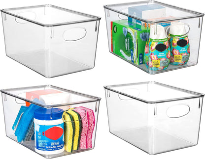 Plastic Storage Bins with Lids – Perfect Kitchen Fridge Organizer, Pantry Organization, Cabinet Organizers (4 Pack)1