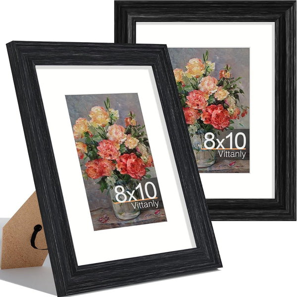 8X10 Picture Frames, Vintage Photo Frames, Distressed Black, 2-Pk1