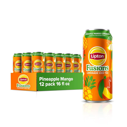Lipton Fusions, Pineapple Mango Lemonade Iced Tea, 16 Fl Oz Cans (Pack of 12)1