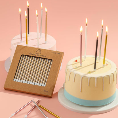 36-Count Pearl White Long Thin Birthday Candles, Cake Candles, Birthday Parties, Wedding Decorations, Party Candles4