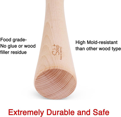 12" Sauerkraut Pounder for Mason Jars Vegetable Fermentation | One Piece of Solid Wood3