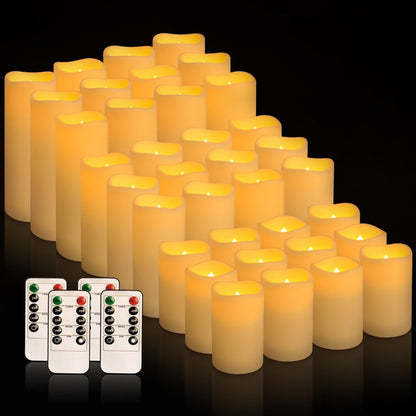36 Pack Waterproof Flameless LED Candles - Outdoor Battery Operated Candles with Remote & Timer, Realistic Flickering Flame, Safe for Porch, Patio, Weddings, Parties & Home Decor4