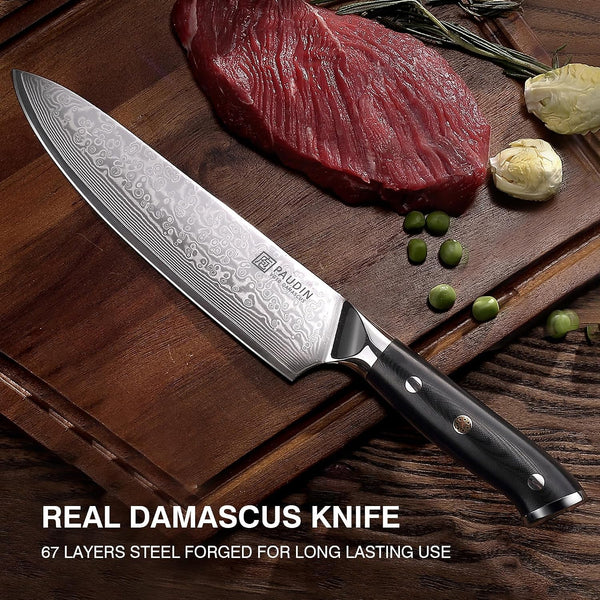 Chef Knife 8 Inch, Damascus Kitchen Knife with G10 Handle6