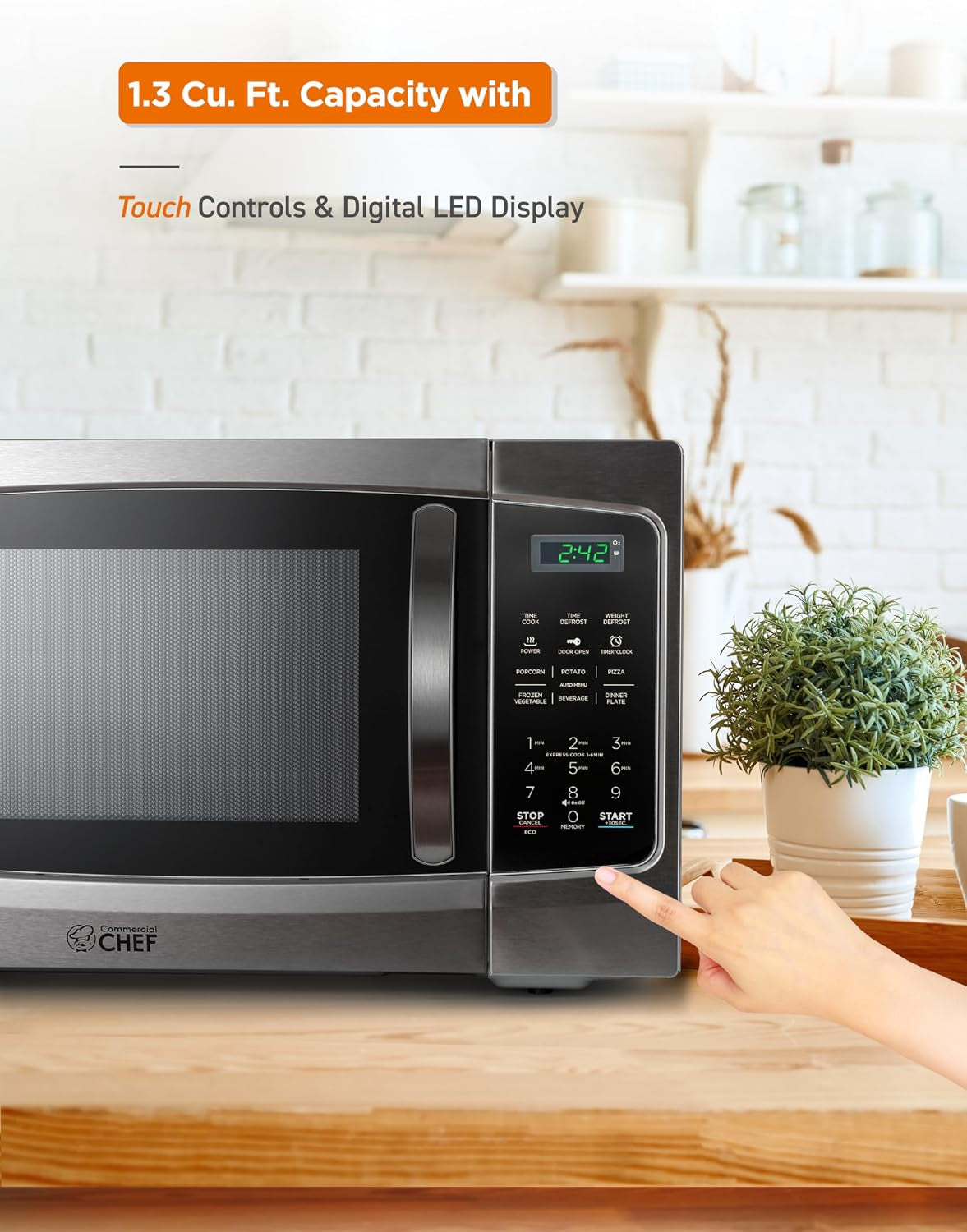 1-3-cu-ft-countertop-microwave-oven-chm13ms6-stainless-touch-controls-with-digital-led-display-1000w-12-4-turntable-plate-push-button-door-10-power-levels