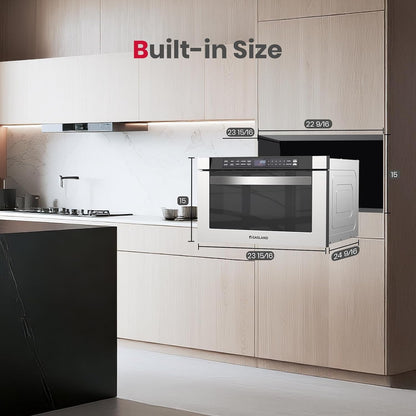 Microwave Drawer 24 Inch, 1.2 Cu.Ft, 1000W, One-Touch Auto Open | Built-In Installation, 11 Power Levels, Auto-Menus, Quiet Operation, Child Safety, Easy Clean Interior, Stainless Steel8