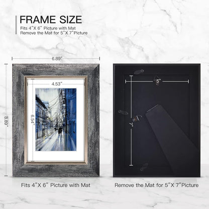 5X7 Picture Frames Set of 4,Rustic Retro Photo Frame(Mix Color)2