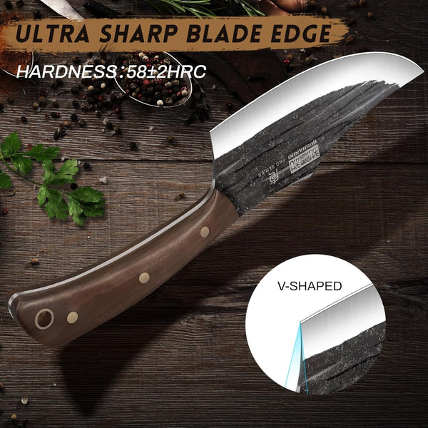 Butcher Knife Set, Sharp Kitchen Knife Set & Roll Bag Gift for Men | Hand Forged 8PCS Butcher Chef Knife Set with Meat Cleaver Knife & Bone Chopper Knives & Fillet Knives for Home, Camping, BBQ4
