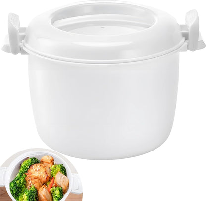Rice Cooker for Microwave, Large White Plastic Portable Rice Cooker with Lid, Microwave Rice Cooker Small, Ideal for Travel, Multi-Functional Insulated Dinner Pail1
