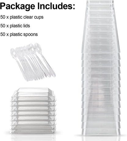 5 Oz Plastic Dessert Cups with Lids and Spoons 150 Pcs Serves 50, Yogurt Parfait Appetizer Cup for Party, Dessert Shooter Cups for Pudding Jello and Fruit3