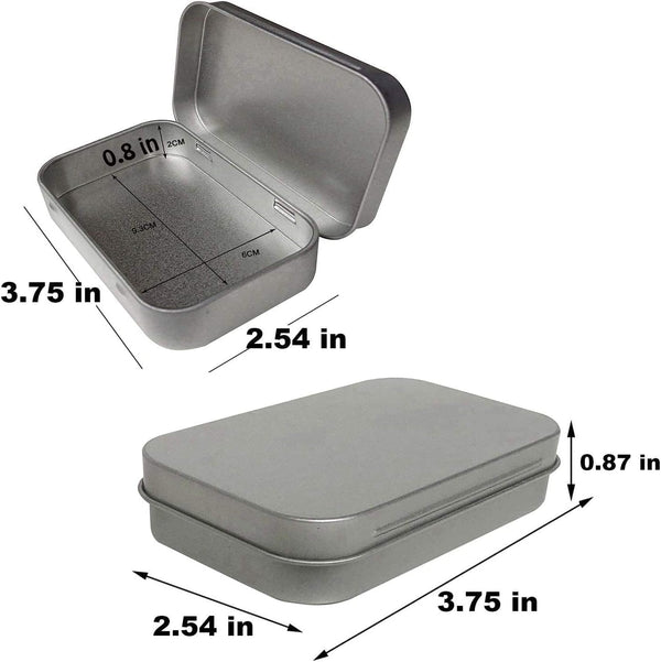 Small Hinged Tin Box Metal Tins Storage Containers, Silver 6Pcs2