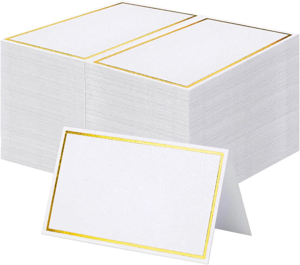 120Pcs Premium Place Cards, Small Table Cards with Gold Foil Border, 2" X 3.5" Tent Card, Escort Cards, Name Card, Wedding Place Cards for Wedding, Table, Dinner Parties, Seating Card1