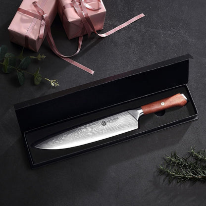 9 Inch Japanese Chef Knife with Full Tang Rosewood Handle7