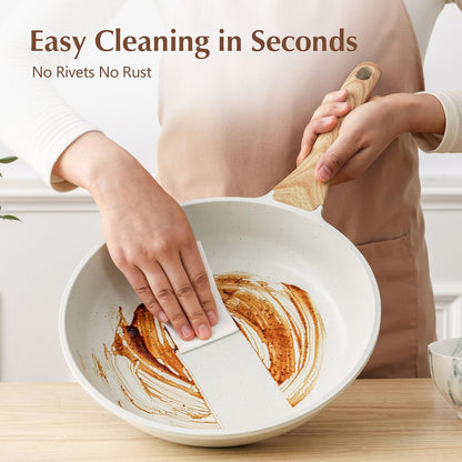 10Inch Nonstick Ceramic Frying Pan with Lid, PFAS/PTFE/PFOA Free | Ceramic Omelette Pan Skillet, Healthy Non-Toxic Chef'S Pan, Induction Compatible Pan, Heat Resistant Handle6
