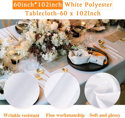 6 Pack White Table Cloth Rectangle 60X102 Inch Tablecloth Fit 6FT | Wrinkle Resistant Polyester Tablecloths for 6 Foot Rectangle Tables Washable Fabric Table Covers for Party, Wedding Banquet3