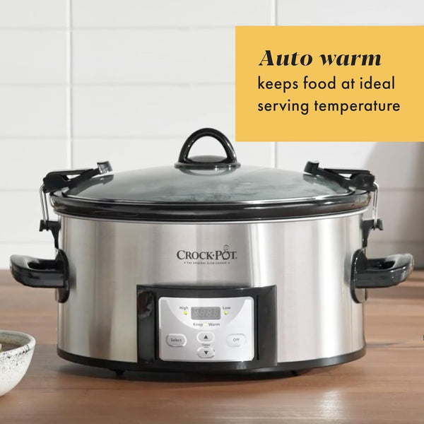 Crock-Pot 6 Quart Cook & Carry Programmable Slow Cooker with Digital Timer Stainless Steel (CPSCVC60LL-S) Pack of 15