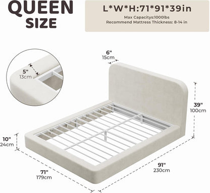 Airframe Queen Upholstered Bed Frame with Rounded-Corner Headboard2