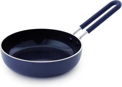Diamond Infused Ceramic Nonstick Mini Egg Pan, Blue | Pfas-Free Ceramic Nonstick, Dishwasher & Oven Safe, Stay Cool Silicone Handle, Durable Metal Utensil Safe1