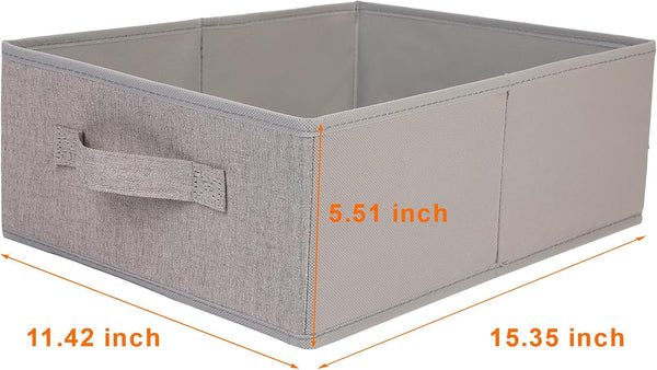 Fabric Storage Bins Set of 4 Rectangle Storage Baskets with Handle Foldable Closet Organizer for Clothes Towel Bedding Books Collapsible Clothing Container for Shelves Bedroom(Gray Low)2