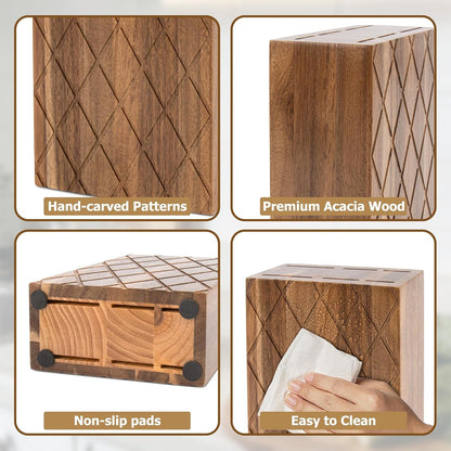 Universal Knife Block,6 Slot Acacia Wood Kitchen Knife Holder,Well Made Elegant Knives Storage Organizer for Countertop4