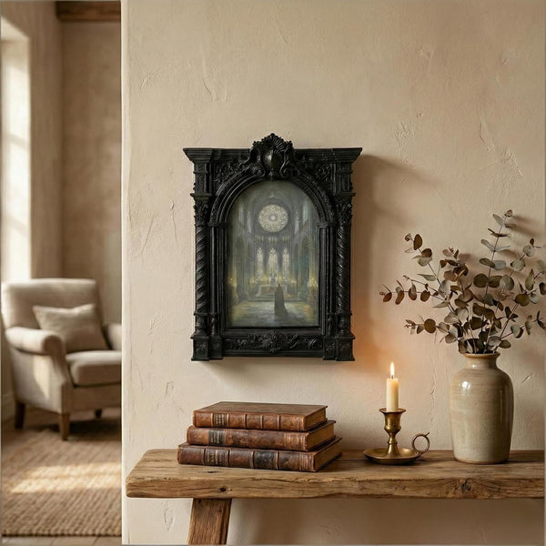Vintage Picture Frames 5X7 - Victorian Ornate Black Frame 5X 7, 5 X7 Picture Frame Antique, Antique Arched Black Photo Frame,Small 5 X 7 Photo Frames Wall Hanging for Gothic Vintage Wall Decor (Black, 5X7)7