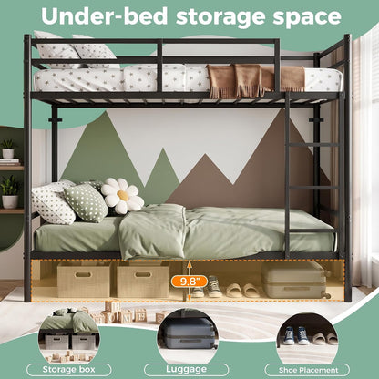 Metal Bunk Bed Twin over Twin for Kids and Teens, Noise-Free Design, Black4