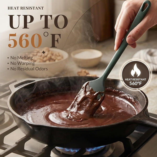 6-Piece Silicone Spatula Set, 560°F Heat Resistant Rubber Spatulas with Stainless Steel Core, Nonstick Safe & Dishwasher Safe Baking Spatula Set for Cooking & Mixing, Morandi Earth Colors3