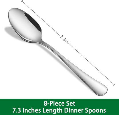 Dinner Spoon Set,8-Piece 7.3 Inch Soup Spoons,Premium Food Grade Stainless Steel Table Spoon,Durable Metal Tablespoon,Dishwasher Safe Silverware Spoons2