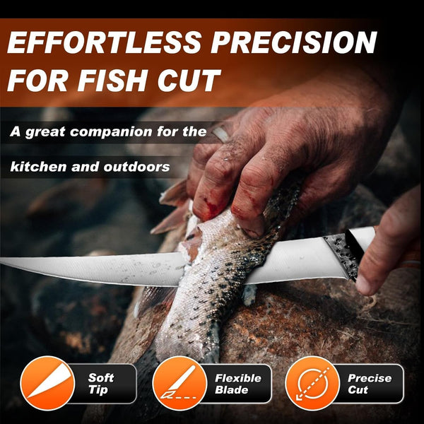 7" Fillet Knife with Sheath, Boning Knife for Meat Cutting4